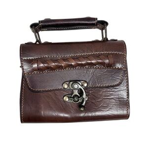 Vintage Genuine Leather Boho Braided Small Kelly Bag Handle Purse